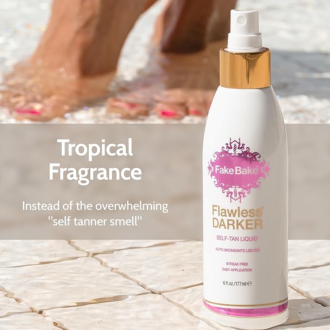 Self Tanning Liquid Flawless Darker by Fake Bake | Luxurious and Fast-Drying Solution that delivers the Beautiful Streak-Free Darkest Tan in the Range | Black Coconut Scent | 6 fl oz(pack of 2)