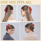 Red Hair Clips for Women - 8 Pack 4.3 Inch Large Hair Claw Clips for Women Thin Thick Curly Hair, Big Matte Banana Clips,Strong Hold jaw clips