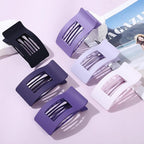 French Flat Hair Clips for Women 6pcs Hair Claw Clips for Thick or Thin Hair Matte Claw Clips for Girls Barrettes Non-Slip Strong Hold Hair Accessories for Women (Purple)