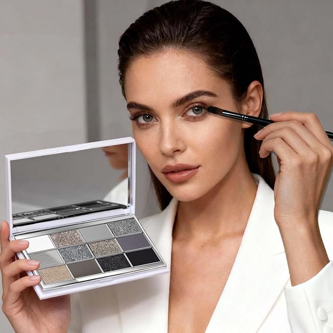 Highly Pigmented Chameleon Eyeshadow Palette, 12 Colors Sparkle Creamy Duo Chrome Multidimensional Eye Shadow Pallet, Long-Wearing Formula,easily blendable,Vegan & Cruelty Free (#04)