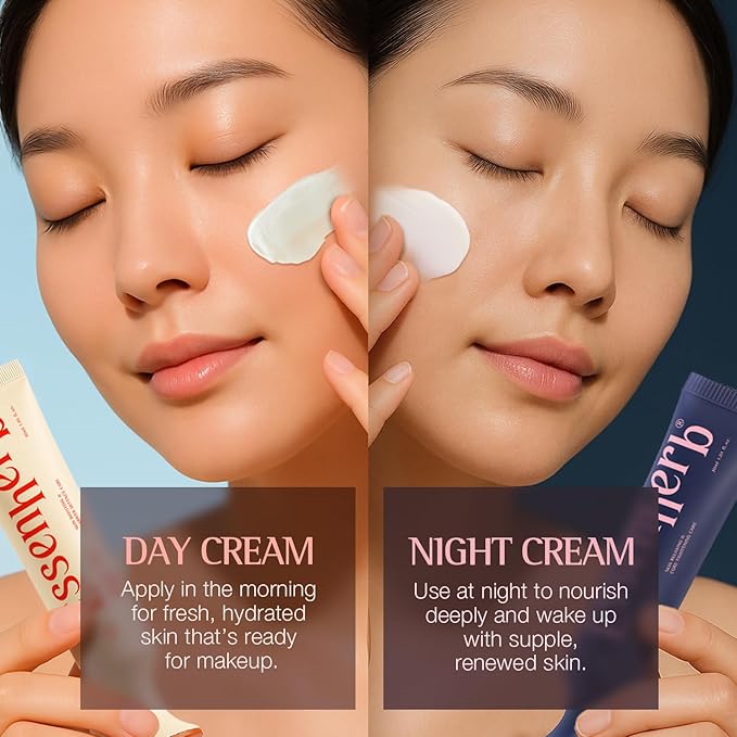 Day to Night Routine Program – 24H K Beauty Skincare Set with Bounce It Day Cream & Float It Night Cream – Vegan Korean Moisturizer Duo for Hydration, Firming & Wrinkle Care (1.01oz&1.o1oz)