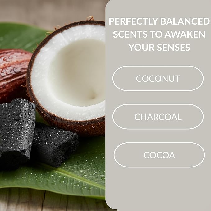 SpaScriptions Exfoliating African Black Soap Body Wash - 32 fl oz Moisturizing Scented Body Scrub with Charcoal & Coconut for Glowing Skin and Gentle Cleansing Natural Exfoliants, Paraben Free