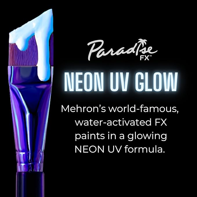 Mehron Paradise FX UV Neon Glow – Neon UV Dark Matter 1.4 oz | Water Activated Black Light UV Paint for Raves, Costumes, SFX, Halloween, Stage, Theater & Cosplay