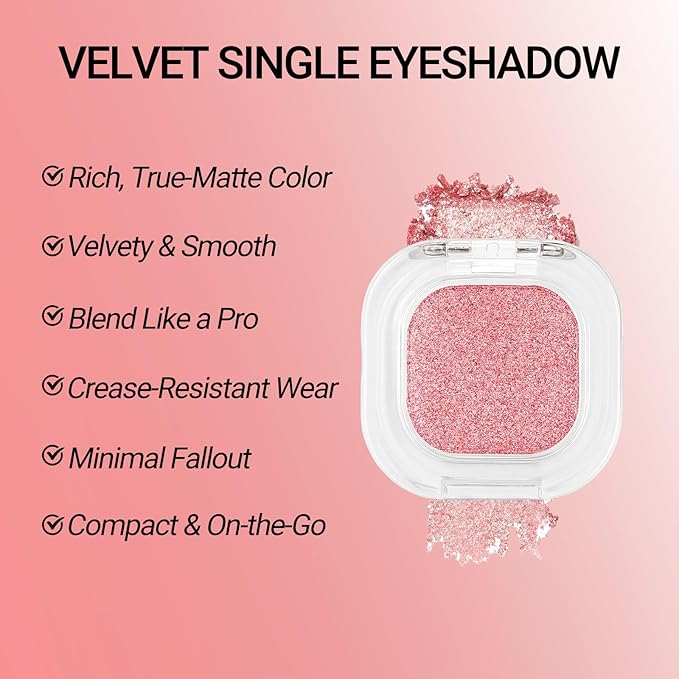 Erinde Rose Pink Single Eyeshadow Palette, Shimmer Cream Eye Shadow for Women, Blendable Long-Lasting Waterproof Eye Makeup Palette, High Pigment Powder Sombra De Ojos, 08 Icy Rose Glow