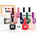 JODSONE 12 PCS 16.5 ml Gel Nail Polish Same Color Same Bottle with Base Coat and Top Coat, 10 Colors for At-Home Salon Nail Art, Holiday Gifts