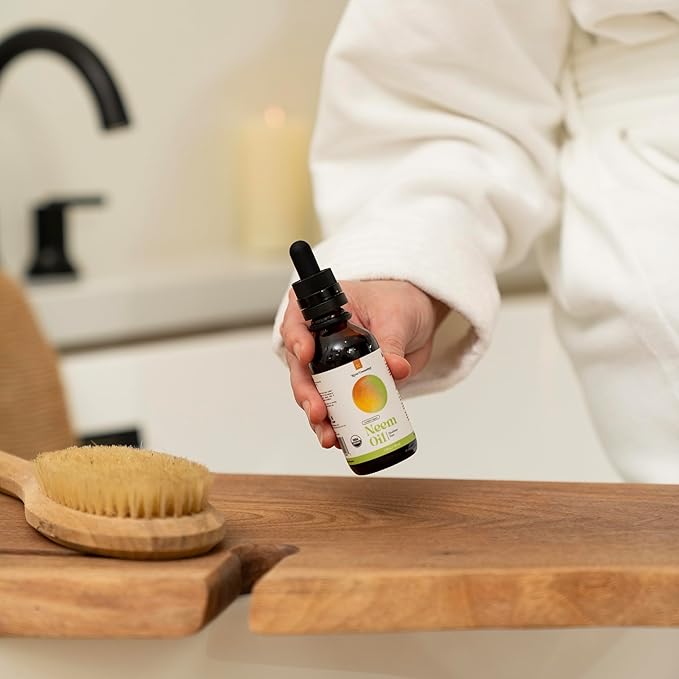 Organic Neem Oil, Cold Pressed for Skin Care, Hair Care, and Pet Care, USDA Certified Organic 100%, Hexane Free, 2 Fl Oz.