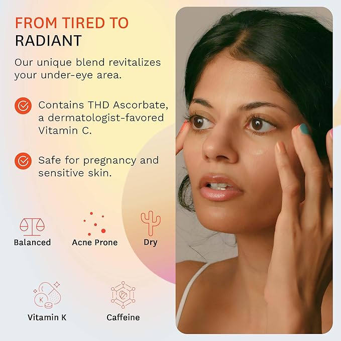 Fig.1 Triple Action Vitamin C Eye Cream Refill | Anti Aging Under Eye Cream for Dark Circles, Puffiness & Wrinkles | Vitamin C + Caffeine to Glow & Refresh Tired Eyes | Fragrance-Free, Refillable