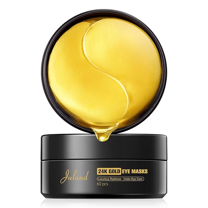 Under Eye Patches 60PCS, 24K Gold Collagen Eye Mask for Puffy Eyes & Dark Circles, Hydrating Eye Pads with Hyaluronic Acid, Vitamin C & Castor Oil, Anti-Aging Under Eye Treatment to Smooth Fine Lines