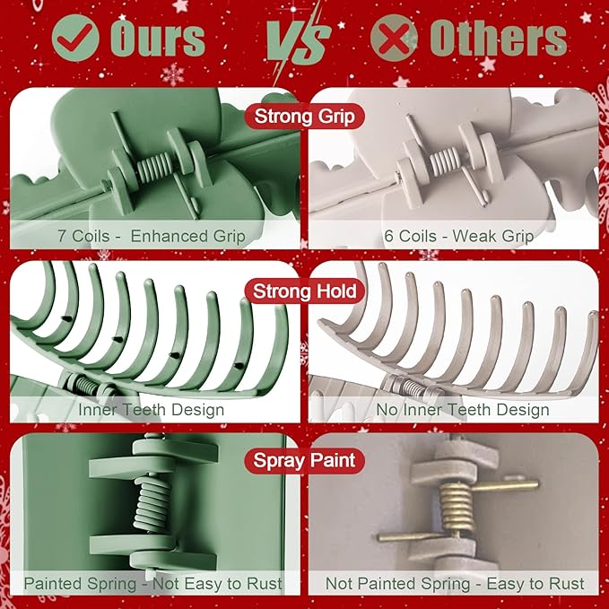 TOCESS Hair Claw Clips for Women - Large 8PK Neutral Matte Jumbo Square Hair Clips for Thick, Thin, Long, Short, Curly Hair Girls, Big Jaw Clip Set for Daily Use (Forest Green)