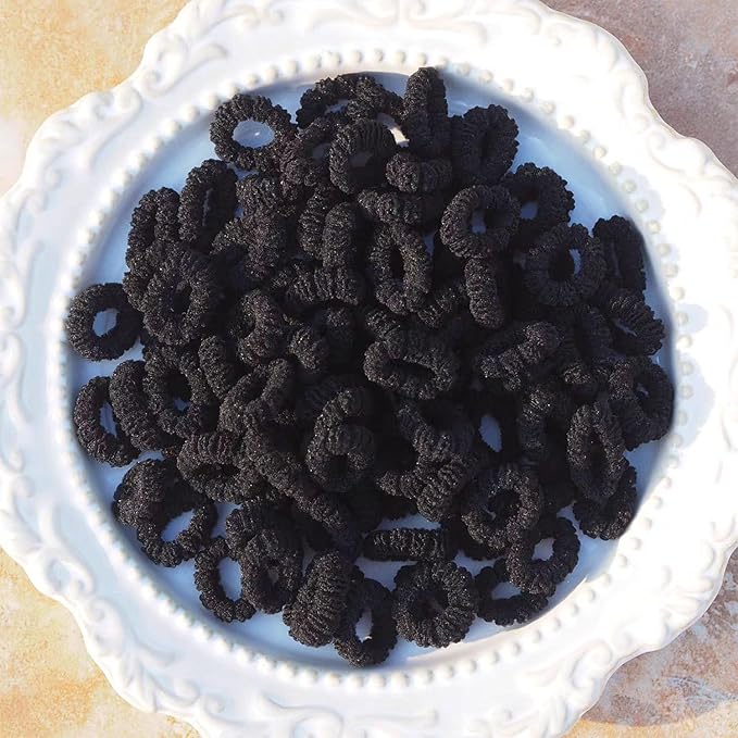 500 PCS Multicolor Cotton Hair Ties, Small Seamless Kids Hair Ties – Soft No-Crease Baby Hair Elastics for Girls, Kids & Toddlers, Gentle Ponytail Holders for Thin & Thick Hair. (Black)