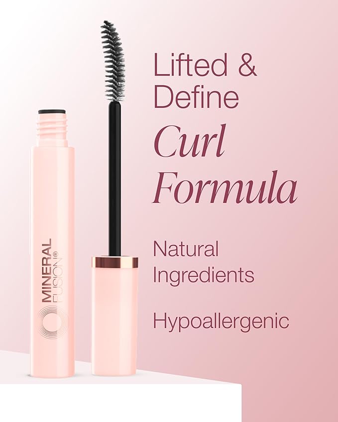 Mineral Fusion So Lifted Lash Defined Curl Mascara (Black) - Lash Lifting Mascara for Weightless Volume & Length - With Argan & Coconut Oils - Hypoallergenic