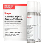 Keeps Extra Strength Minoxidil for Men - 5% Minoxidil Foam Hair Loss & Regrowth Treatment for Thinning & Bald Spots - Clinically Proven Hair Growth Products - Unscented Topical Aerosol Foam