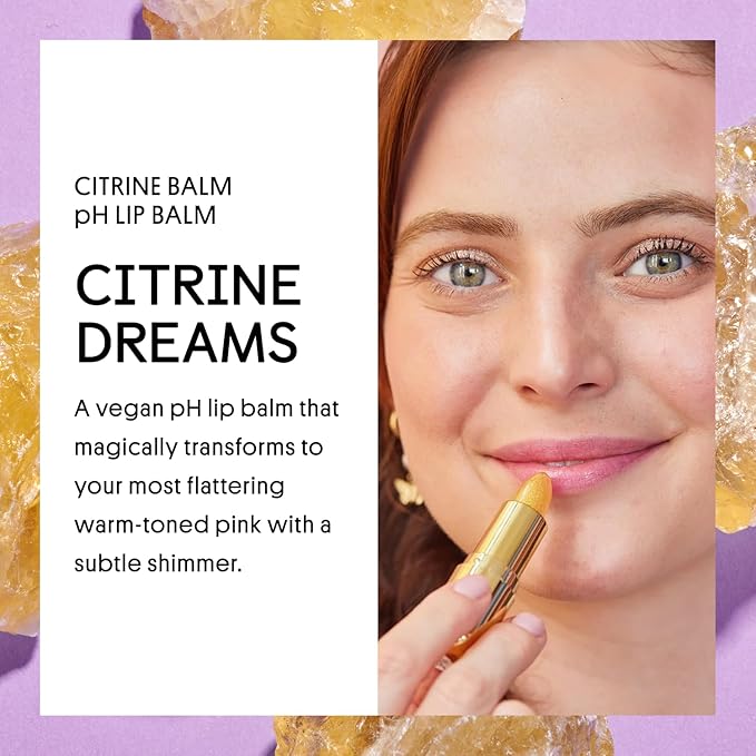 Winky Lux Citrine Glimmer Balm – Nourishing pH Lip Balm with Color Changing Golden Pink Tint, Hydrating Ceramides Soften Lips, Coconut Scent