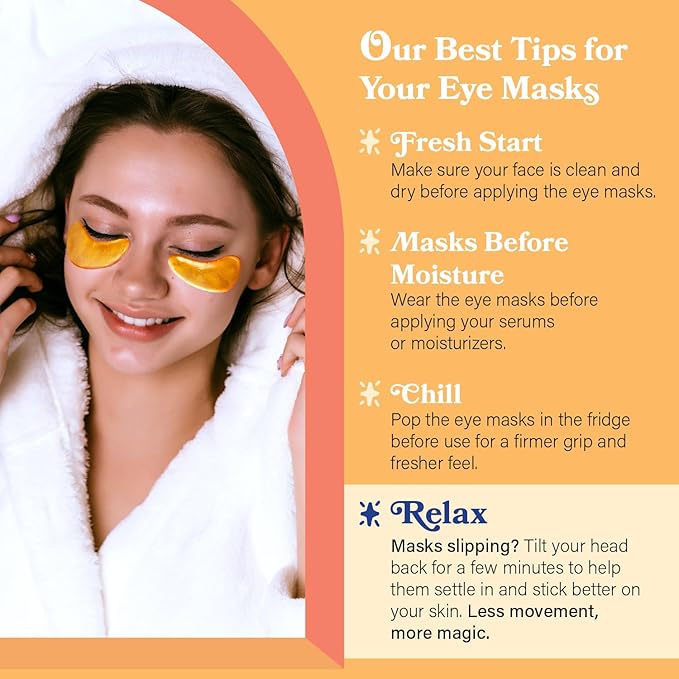 LE GUSHE Gold Under Eye Patches for Puffy Eyes and Dark Circles (30 Pairs) - Hydrating Collagen Under Eye Masks with Snail Mucin - Soothing Puffy Eyes Treatment for Women & Men - Bridesmaid Gifts