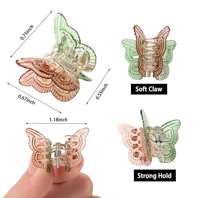 Rosvia 54 Tiny Butterfly Hair Clips,Gradient Color Fairy Hair Claw Clip for Girls Women，90s Y2K Cute Mini Hair Clips，Fun Hair Accessories