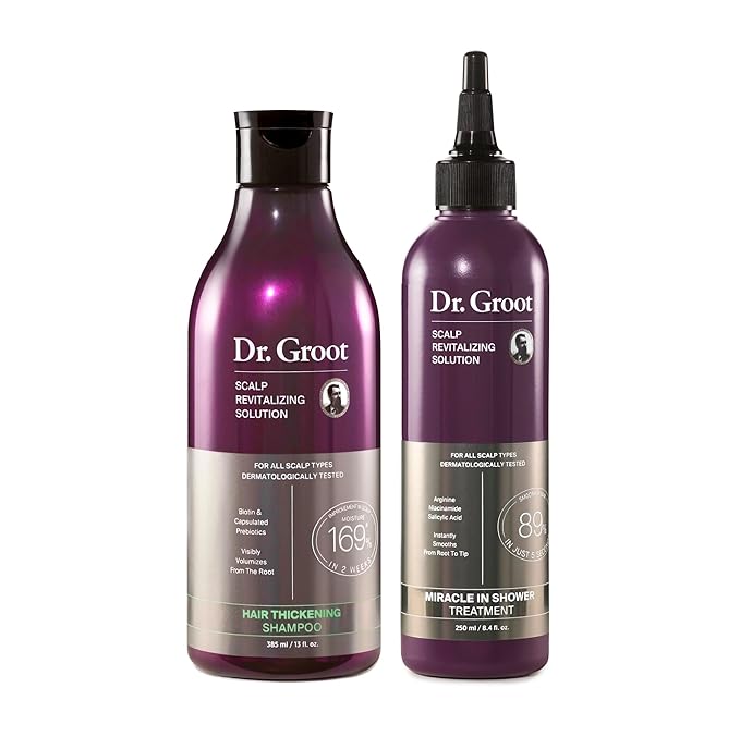 Dr. Groot Thickening Shampoo & Scalp Treatment Set for Hair Loss – Clinical Results with Biotin and Rosemary for Hair Thinning, Shedding, Scalp Repair and Treatment