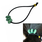 Elastic Hair Tie for Women Real Gemstone beads Ponytail Holders Hair Accessories hair elastic tie for Women Men (Green Aventurine)