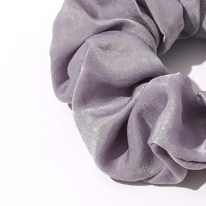 Ivyu Silk Satin Scrunchies - No Crease Hair Ties for Women, Thick Hair Ponytail Holders with Soft Elastic Bands