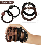 20Pcs Hair Ties -No Damage Seamless Nylon Fabric Bands, Seamless Soft Thick Ponytail Holder Scrunchies Fashion Head Bands for Women Girls(brown 20pcs)