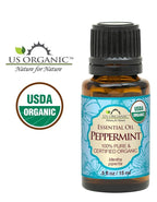 US Organic 100% Pure Peppermint Essential Oil - USDA Certified Organic - 15 ml - w/Improved caps and droppers (More Size Variations Available)