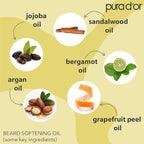 PURA D'OR 4 Oz ORGANIC Beard Softening Oil - Original Sandalwood Scent - Leave-In Conditioner, Argan & Jojoba Oil - Mustache Care & Maintenance, Increase Softness & Strength - Beard Hair, Skin & Face