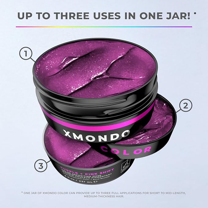 XMONDO Color Pink + Red Shade Shift Mask – Semi-Permanent Dye with Bond Booster & Hyaluronic Acid, 8 oz