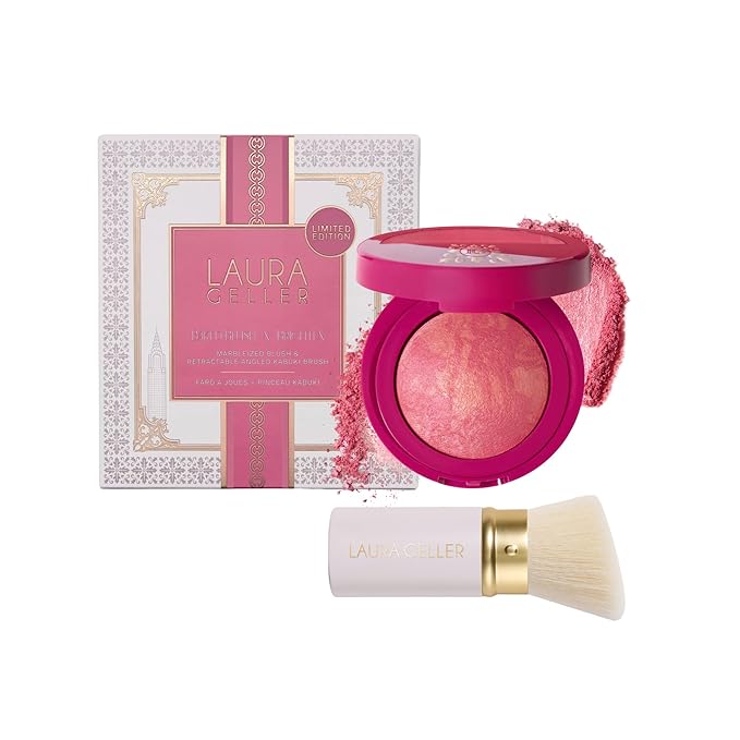 LAURA GELLER NEW YORK Holiday 2025 Limited Edition Baked Blush-n-Brighten Marbleized Blush - Skyline Sunset - Pink Color for Cheeks