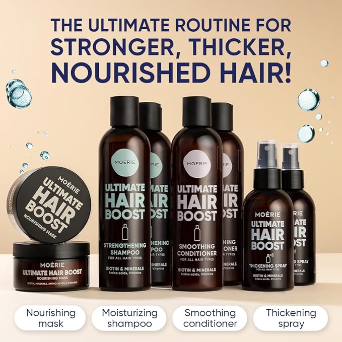 Moerie Ultimate Hair Growth Conditioner – For Longer, Thicker, Fuller Hair - Vegan Friendly Volumizing Hair Products – Paraben & Silicone Free – All Hair Types – Reverse Hair Loss – Double Set