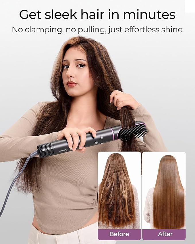 Funflow 5 in 1 Hair Styler – High-Speed 110,000 RPM Hair Dryer Brush with Auto Curling, Straightening & Volumizing Brushes for Quick, Frizz-Free Styling & No Heat Damage, Convenient Hair Styling Tools