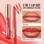 6pcs Hydrating Lip Oils + Lip Liner Pencil Lip Combo Sets, 24H Long-Lasting Lip Kit with Lip Liner and Gloss, Nourishing, Non-Sticky Tinted Stain Lip Gloss Plumping Lip Oil Set for Women(Set A)