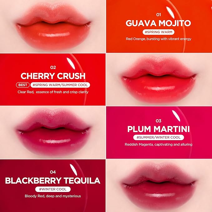 lilybyred Juicy Liar Water Tint | Korean Vivid Water-Gel Lip Stain, Fresh Fruit Colors, Intense Long-Lasting Stain, Moisturizing, Transfer-Proof, Lightweight Finish, 0.16 oz. (02 Cherry Crush)