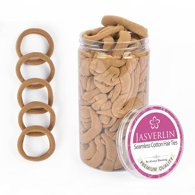 Blonde Hair Ties, Thick Seamless Cotton Elastic Hair Bands Scrunchies for Women, No Crease Damage Stretchy Ponytail Holders Accessories 100 pcs 1.5-inch