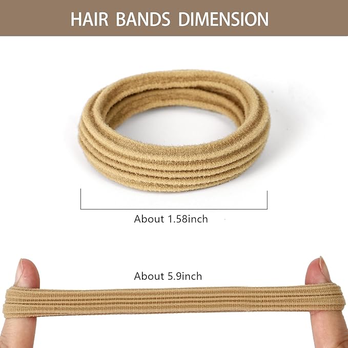 Bessrung 80 Pcs Brown Hair Ties No Damage, Seamless Elastic Hair Ties for Women Girls, Strong, Stretchy Hair Bands, Soft Nylon Ponytail Holders for Thin Thick Hair, Hair Accessories for Christmas Gift