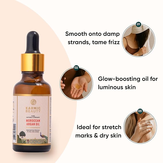 100% Pure, Natural & Organic Moroccan Argan Oil | Lightweight, Non-Greasy & Luxurious Oil | Ideal for all Hair, Skin & Body Types | ECOCERT & USDA Certified Organic | 1.7 fl oz