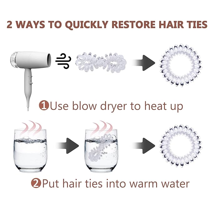 18 Pcs Women Ponytail Braid Hair Elastic No Crease Spiral Hair Ties, Girls Multi-color Waterproof Coil Hair Accessories (Small Hair Ties)