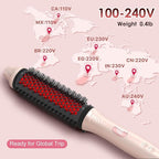 Infrared Thermal Brush, 1.65 inch Heated Round Brush for Blowout Look, Dual Voltage, Negative Ion Thermal Hair Tools, 6 Temperature, No Damage, Pink Gifts for Women