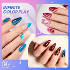 Beetles Gel Polish 75 PCS Deal Box 20 Colors Winter Nail Kit – Brown Blue Red Purple Glitter Cat Eye Gel, Glossy&Matte Top Coat DIY UV/LED Gel Nail Set Home Salon Christmas Gifts for Women Girls