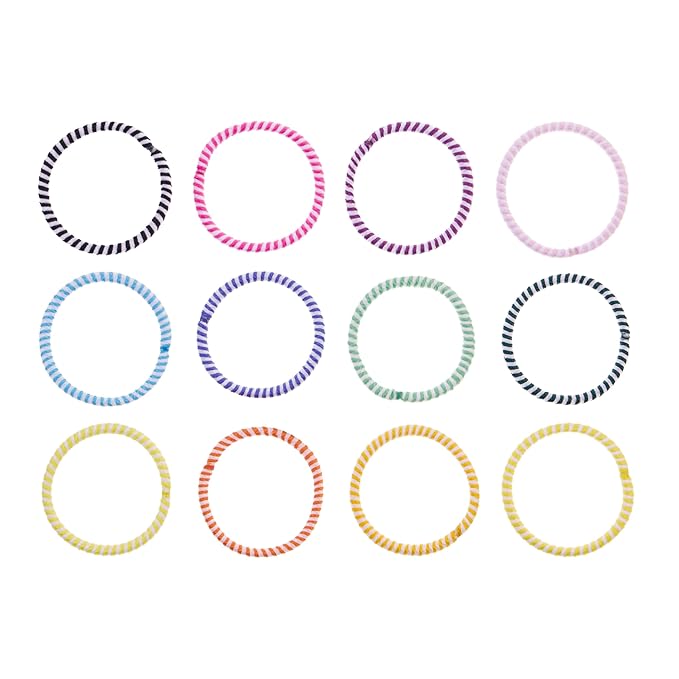 216-Piece Hair Ties, 4mm Hair Elastics, No Metal Ponytail Holders for Women, Durable for Thick, Curly and All Hair Types-Bright Solids & Stripes