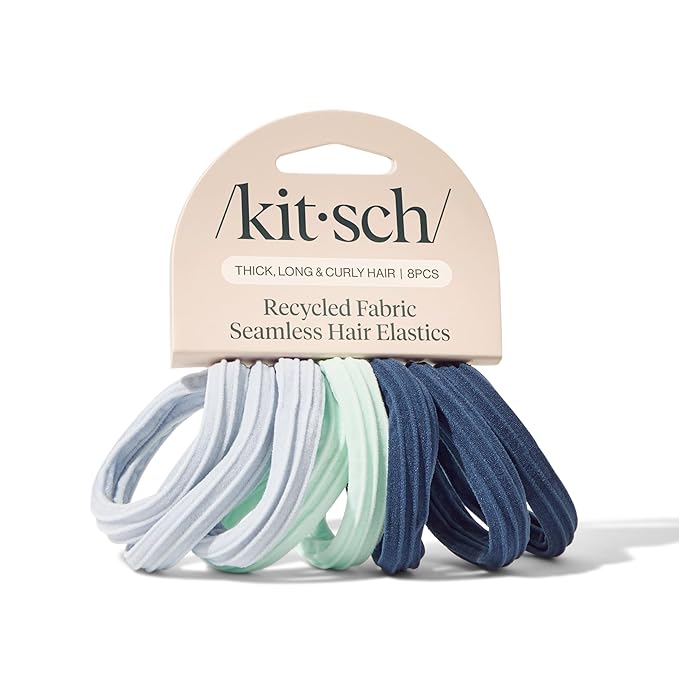 Kitsch Hair Ties No Damage - Strong, Stretchy Hair Bands | Soft Nylon Ponytail Holders, Snag-Free Rubber Bands, Perfect for Updos & Braids - Garden Bouquet | Ideal Gifts for Women, 8pcs