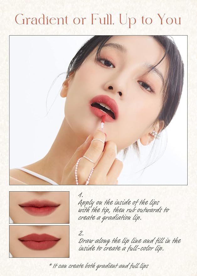 I'M MEME Color Key Ring Velvet Lip Tint - 01 Rosy Beige | Long Lasting Lip Stain, Matte Finish, Smooth Texture, Kbeauty, Cute Korean Makeup, Compact, Portable Keychain, Travel-Friendly, Gift, 2.8g