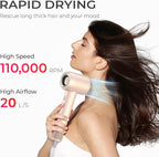 TYMO Ionic Hair Dryer for Women, High Speed Travel Blow Dryer for 5X Faster Drying & 0 Damage, Professional Portable Quiet Hairdryer with 400M Negative Ions, 4 Temps& 2 Speeds, 110,000 RPM, Gold Blush