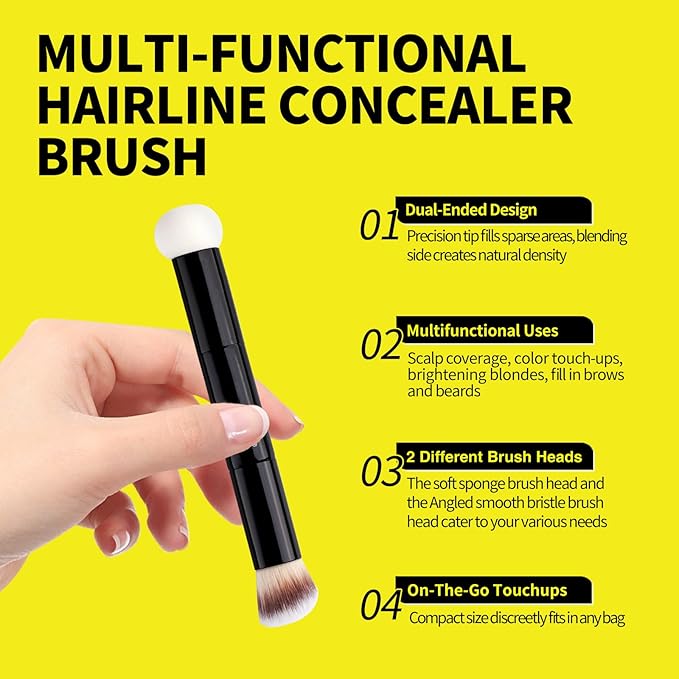 Gowwim Root Touch up Powder, Instantly Gray Hair Cover up Hairline Powder for Women & Men Waterproof and Sweatproof Root Cover Up Long-Lasting for Thinning & Loss Hair (Black6, 10G+1)