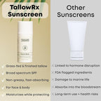 Tallow Sunscreen SPF 50 with Non Nano Zinc Oxide – Natural Mineral Sun Protection with Red Raspberry, Coconut Oil & Vit E – Reef Safe, Non Toxic & Moisturizing Sunblock for Face & Body – 3.4 oz