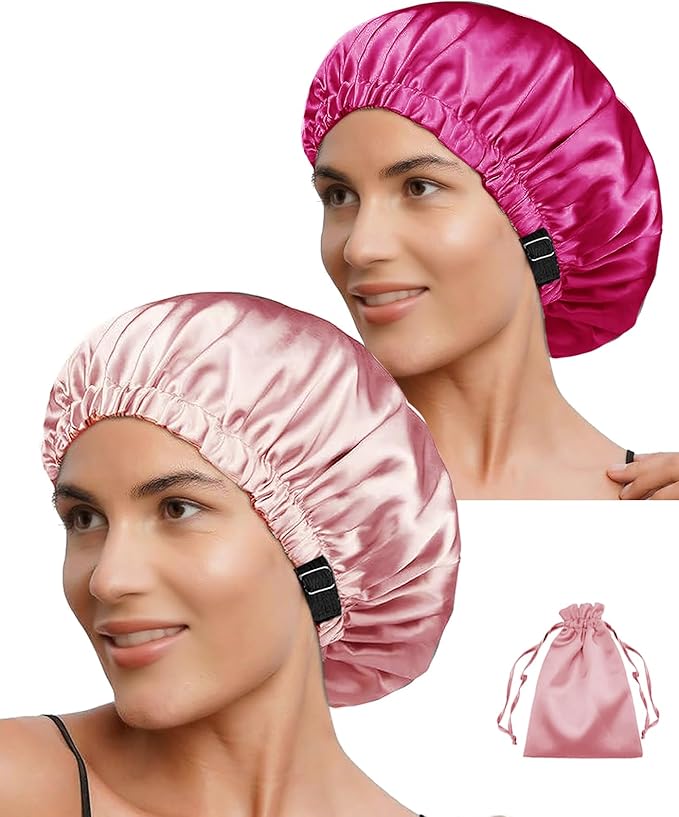 3Pcs Hair Bonnets For Sleeping Satin Bonnet For Women Silk Bonnets Womens Curly Hair Sleep Caps Silky Night Cap