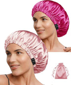 3Pcs Hair Bonnets For Sleeping Satin Bonnet For Women Silk Bonnets Womens Curly Hair Sleep Caps Silky Night Cap