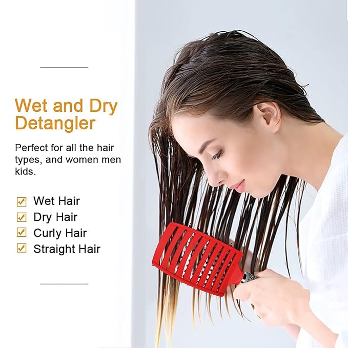 Voremy Magical Brush Detangler, Voremy Hair Brush, Vormey Ultra Detangler Brush, for Wet or Dry Detangling Hair Brush for Men, Women and Kids, Long, Thick, Thin, Curly & Tangled Hair (Black+Gold)