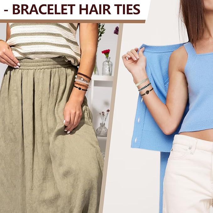 Hairties for women,40PCS Boho hair ties for thick or thin hair, black elastic bands, bracelets ponytail holders fo Mother's Day,Valentine's Day,Christmas gifts,Hair Accessories for Girls and Women