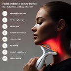 3-in-1 for Aurora Red Light for Face & Neck Beauty Massager, with Suction, Vibration, Heat, 3 Light Therapies for Skin Glow, Face Lift, Neck Firm, White