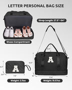 Teacher Appreciation Gifts for Women-Initial Duffle Bag with Shoe Compartment, Weekender Bag, Monogram Overnight Bag, Letter Travel Bag with Makeup Bag，Birthday Gift for Women Girl (Letter Q)
