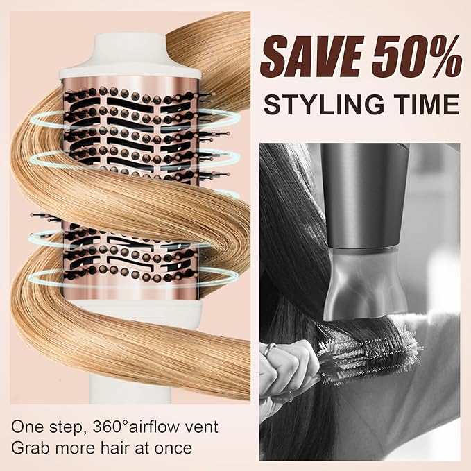 1200W Big Size Professional Hair Dryer Brush Blow Dryer Brush in One, 110v-220v Hot Air Straightener Brush for Smooth Frizz-Free Blowout, Fast Dry & Style